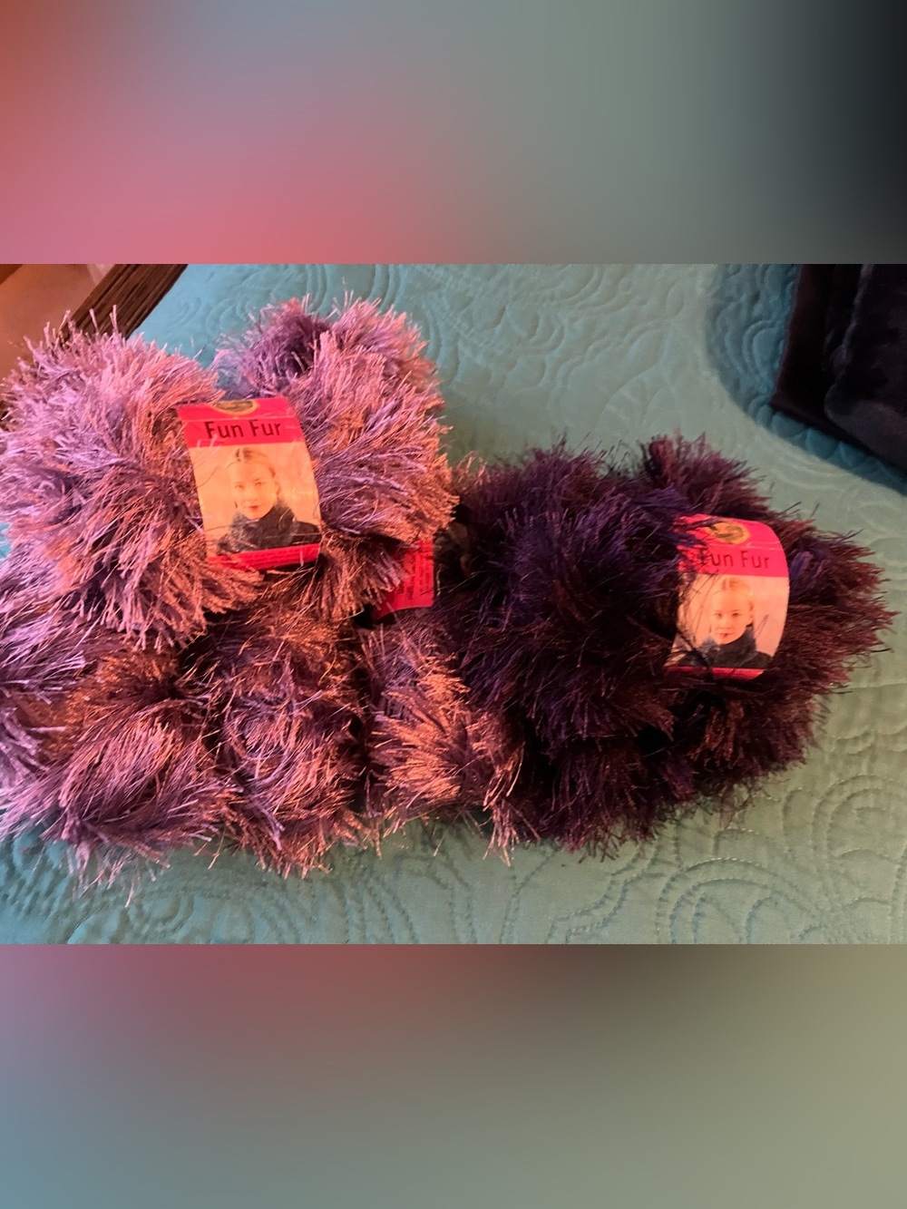 Lion Brand Fun Fur Yarn 9 Skeins Purple